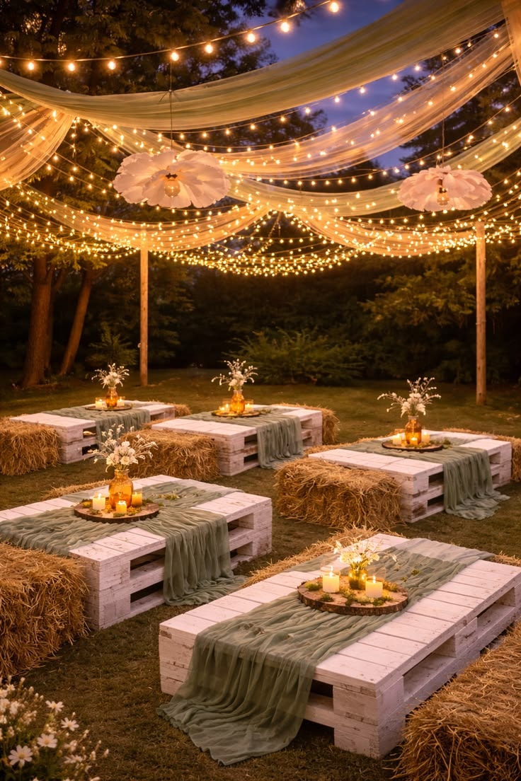 Elegant wedding reception long table with candles and florals
