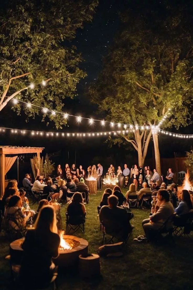 Warm outdoor celebration gathering with family and friends